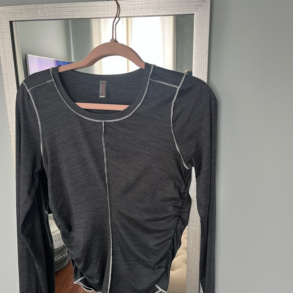 Elegant Charcoal Long Sleeve Women's Top